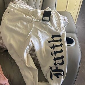 Faith Connexion Kids White Joggers with Black Graphic